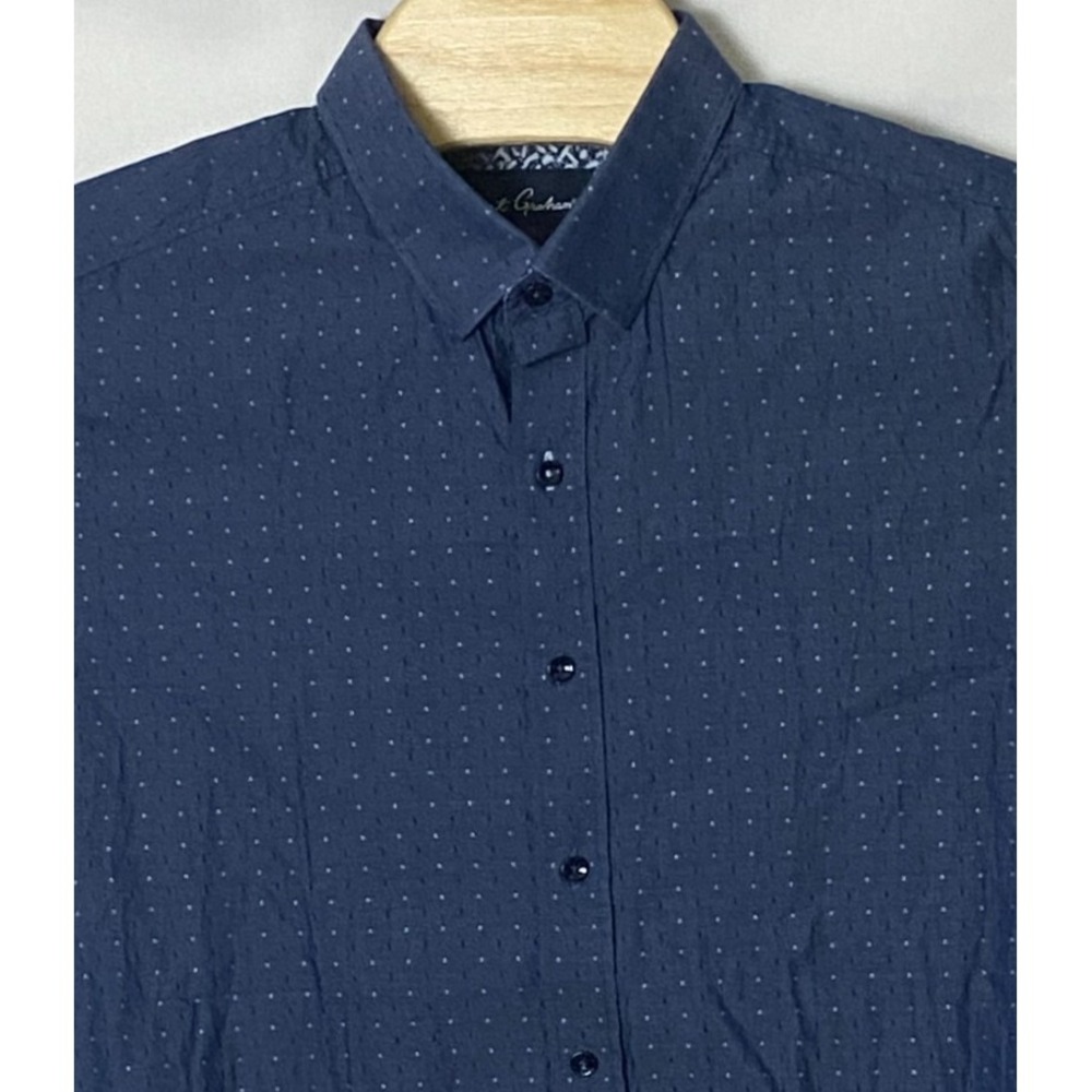 Robert Graham Men XL Shirt Blue Short Sleeve Flip Cuffs Modern Americana X Large